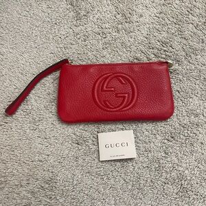 Gucci Soho Red Leather Wristlet